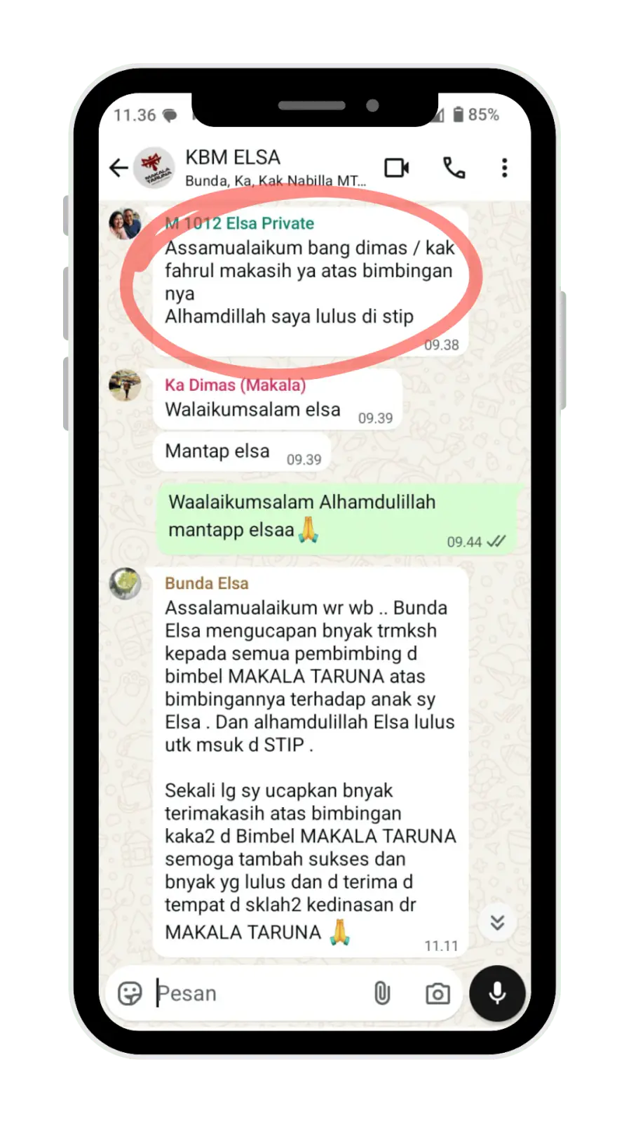 Testimoni WhatsApp Ayah Aldi Pratama