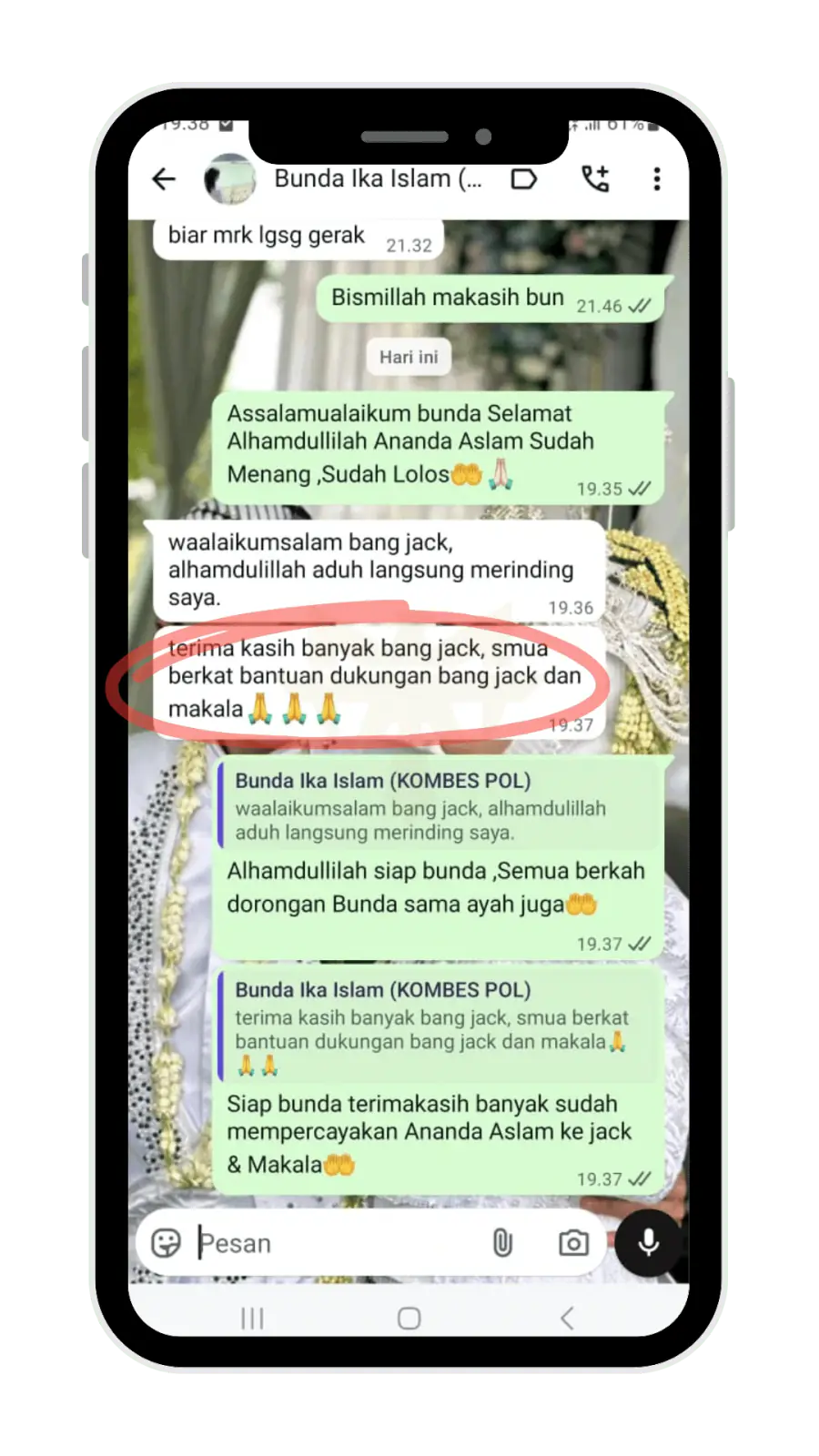 Testimoni WhatsApp Dzaki Wigiansyah
